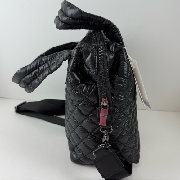 Ecostitch Woven Puff Square Crossbody Quilted Handbag Black PETA Approved NWT - Picture 5 of 13